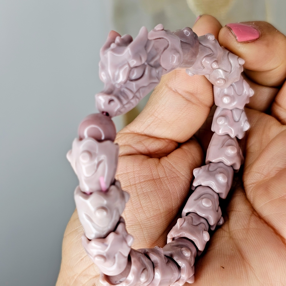 NEW Alashan Agate Dragon Lavender Bracelet